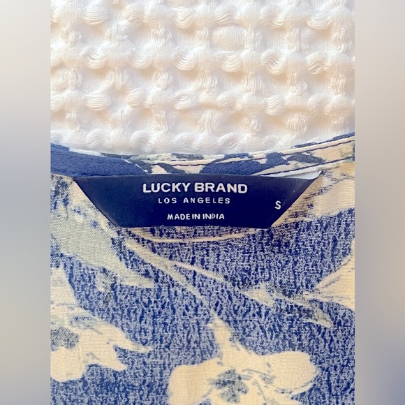 Lucky Brand Dress Small Blue White Floral Button Up Sleeveless - Picture 6 of 8